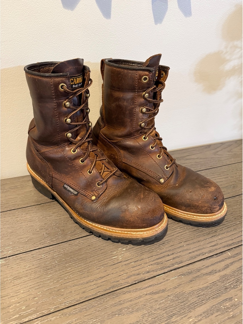 Carolina Waterproof Brown Leather Work Boots Men’s Size 10